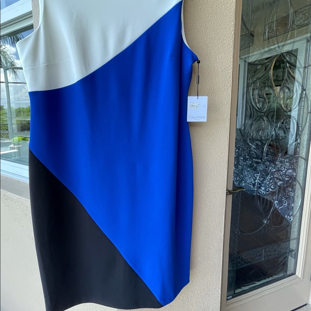 Calvin Klein color block sleeveless dress.